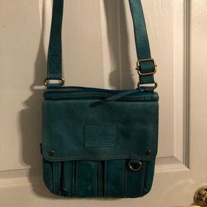 Teal Fossil Crossbody